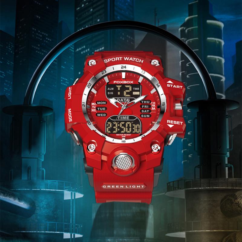 LIGE Durable Anti Shock Active Luminous Digital Analog Sports Watch with Calendar Multi Timezone Chronograph