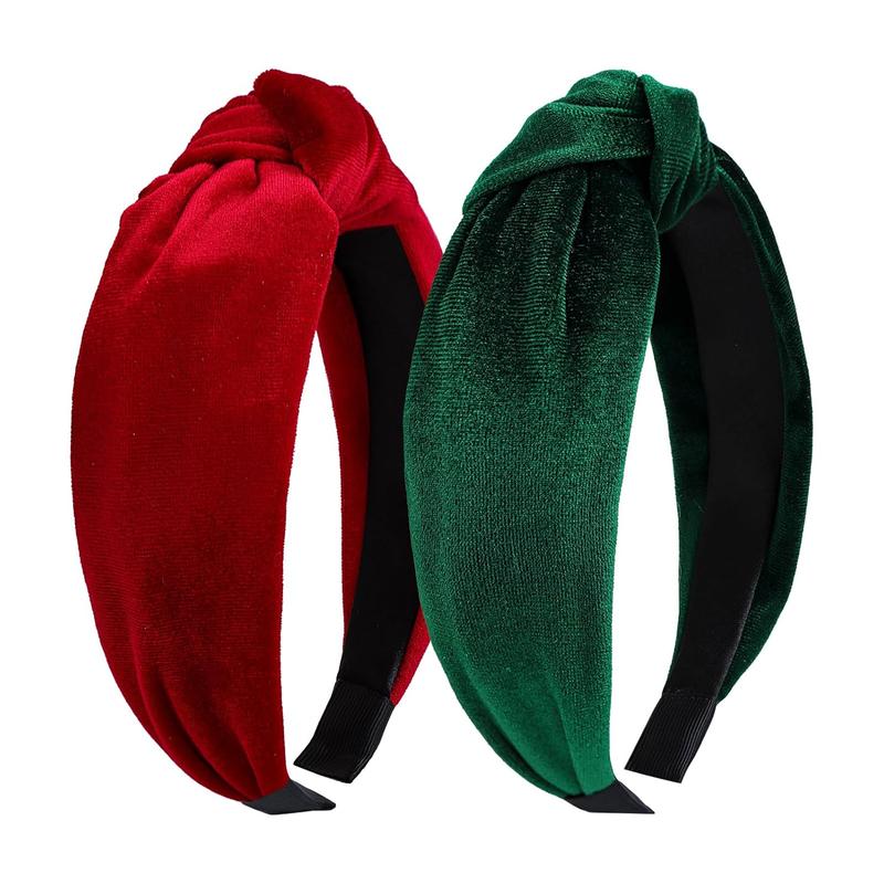 Christmas Headbands for Women  Red Knotted Headband Green Christmas  Wide Hair Band for Women  Fashion Headbands Holiday Gift