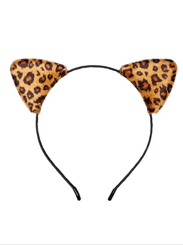 Leopard Print Cat Ear Design Hair Band, Cute Hair Accessories for Women & Girls, Fashion Hair Accessories for Party, Daily Clothing Decor