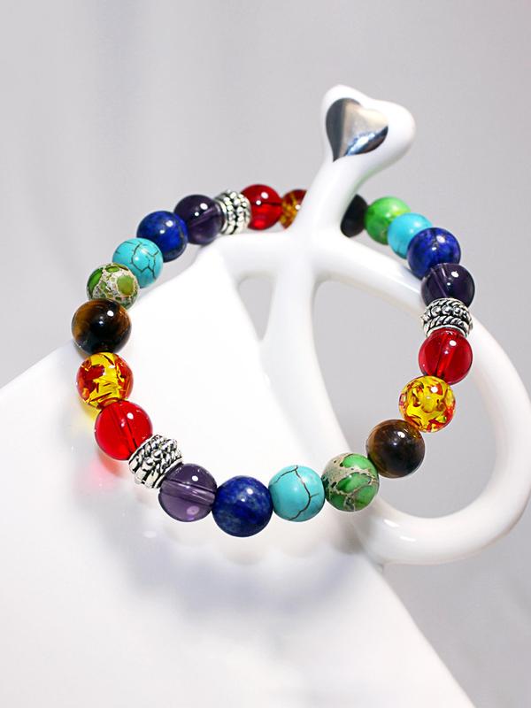 Colorblock Eight Planets Beaded Bracelet, Fashionable Beaded Bracelet for Women & Men, Trendy All-match & Exquisite Jewelry for Birthday Gift