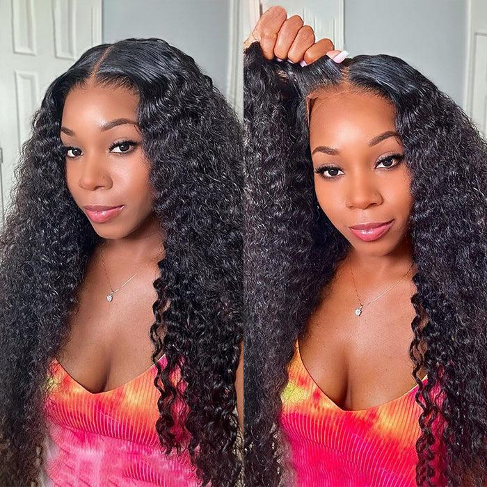 [Beginner Friendly] ALIGLOSSY 5X5 Glueless Deep Wave Lace Closure Wig 180 Density Wear And Go Pre Everything Ready To Wear Deep Curly Human Hair Wigs