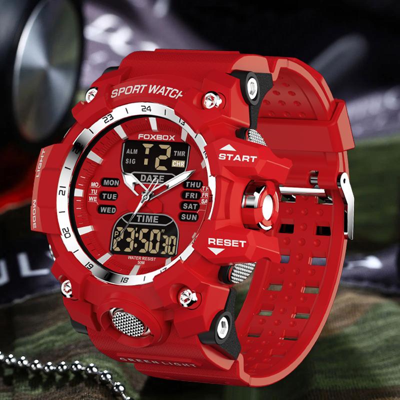 LIGE Durable Anti Shock Active Luminous Digital Analog Sports Watch with Calendar Multi Timezone Chronograph