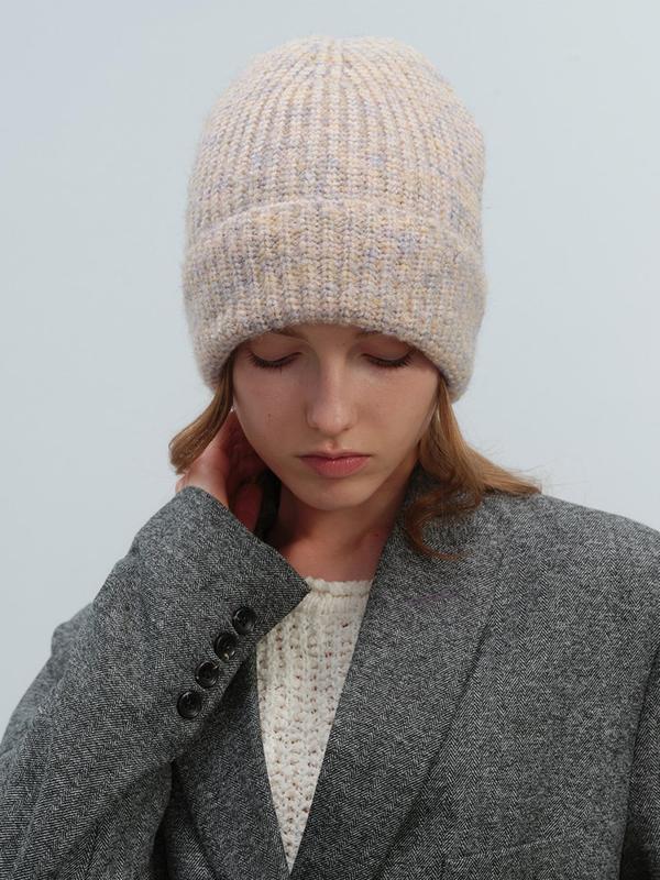 Women's Solid Color Braided Knitted Beanie Hat, Casual Warm Knit Hat for Fall & Winter, Fashion Accessories for Women & Girls