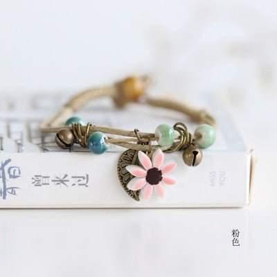 Women's Flower leaf Ceramic hand made DIY Bracelets Artware Retro bracelet for woman girl gift Jewelery wholesale #1241