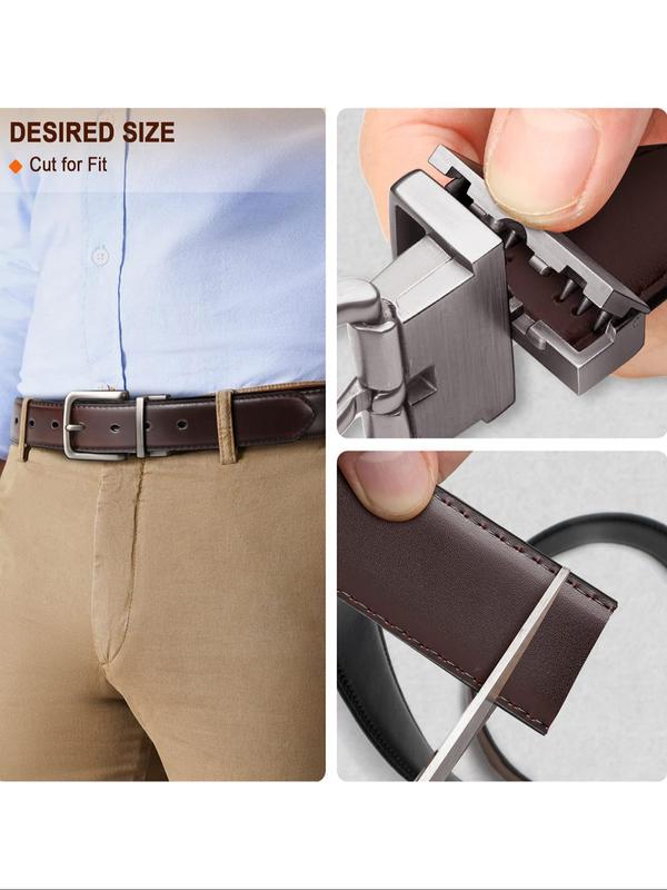 Men's 2 in 1 Reversible Belt, Business Casual Solid Color Belt for Men, Fashion Belt for Party, Daily Clothing Decor, Trendy All-match & Exquisite Belt for Birthday Gift