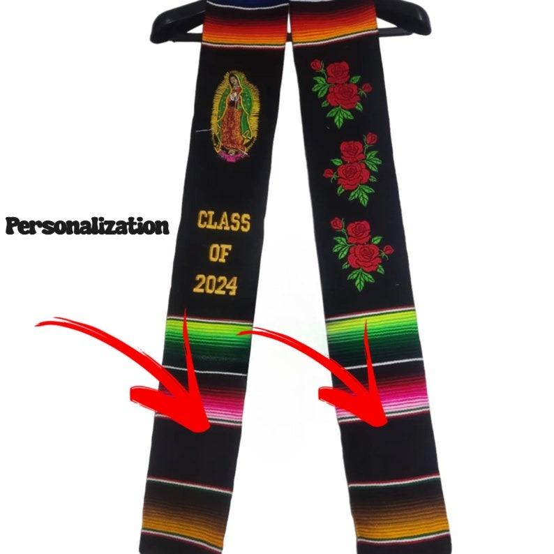 Personalized Mexican graduation stole with floral embroidery - Class of 2025 graduation stole - stole the class of 2025