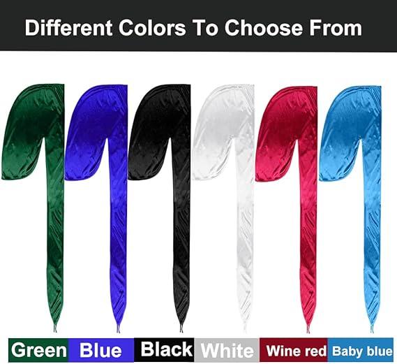 6 Pcs Silky Durag Headwraps Dorag for Men Women Waves, Durags Pack with Long Tail and Wide Straps, 6 Colors