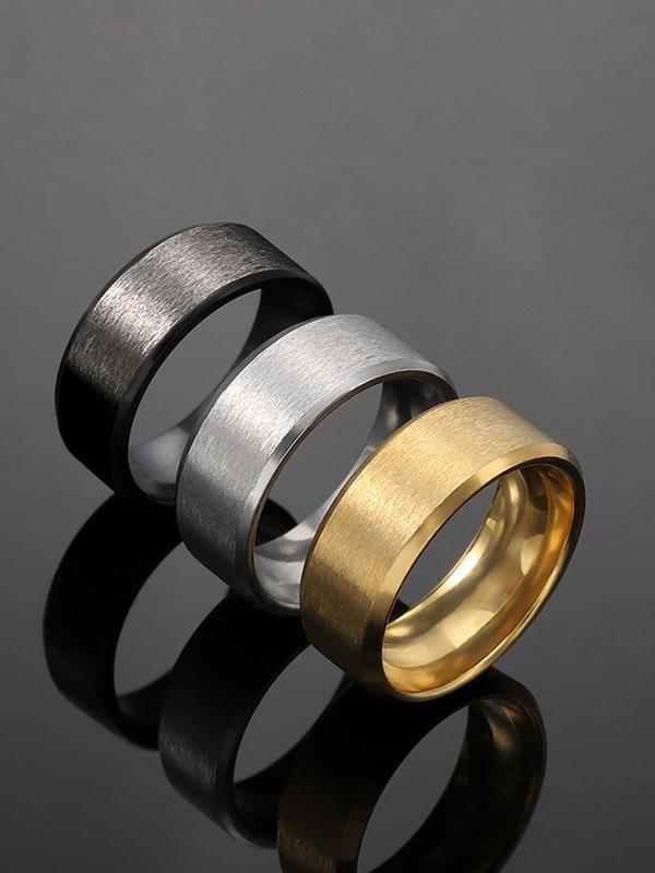 Simple Plain Color Wide Band Ring, Fashion Accessories for Both Men & Women for Party, Daily Clothing Decor, Trendy All-match & Exquisite Jewelry for Birthday Gift