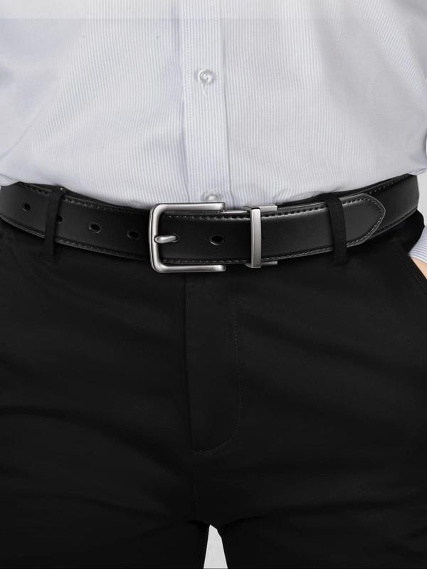 Men's 2 in 1 Reversible Belt, Business Casual Solid Color Belt for Men, Fashion Belt for Party, Daily Clothing Decor, Trendy All-match & Exquisite Belt for Birthday Gift