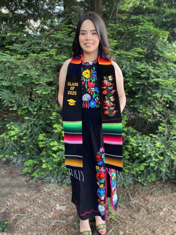 Personalized Mexican graduation stole with floral embroidery - Class of 2025 graduation stole - stole the class of 2025