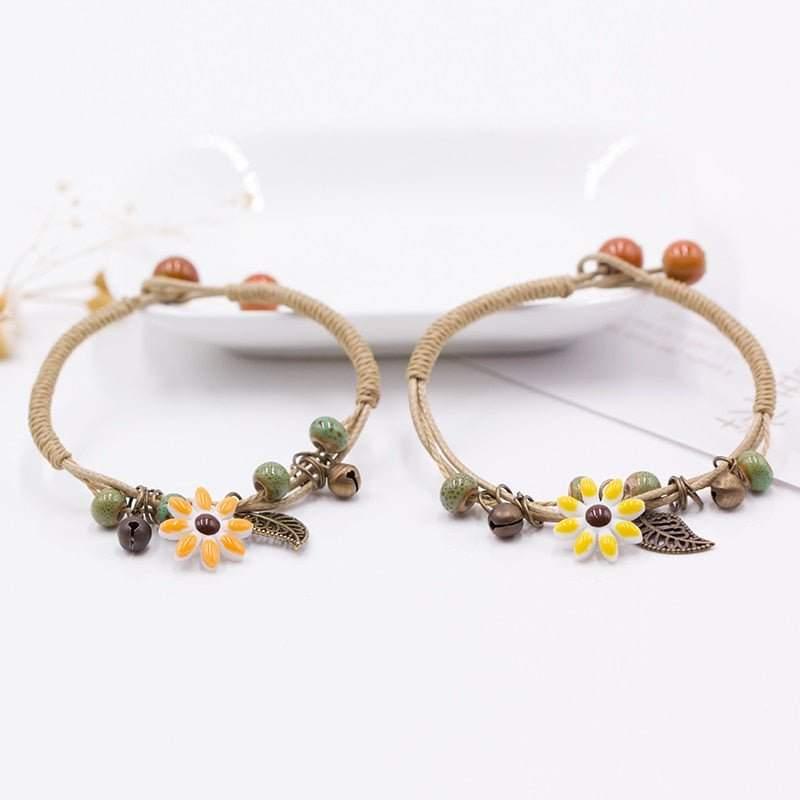 Women's Flower leaf Ceramic hand made DIY Bracelets Artware Retro bracelet for woman girl gift Jewelery wholesale #1241