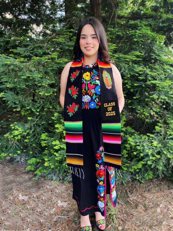 Personalized Mexican graduation stole with floral embroidery - Class of 2025 graduation stole - stole the class of 2025