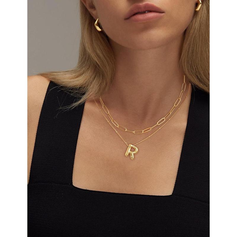 Necocy Layered Bubble Letter Necklace for Women Trendy Dainty Bubble initial Name Choker Pendant Personalised Giftidea Christmas 2024 Ornament