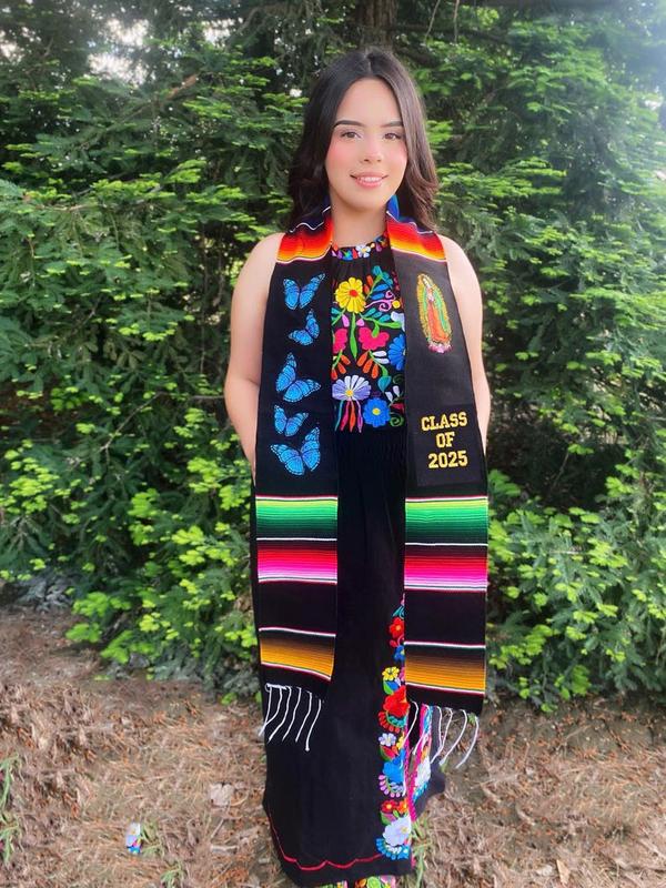 Personalized Mexican graduation stole with floral embroidery - Class of 2025 graduation stole - stole the class of 2025