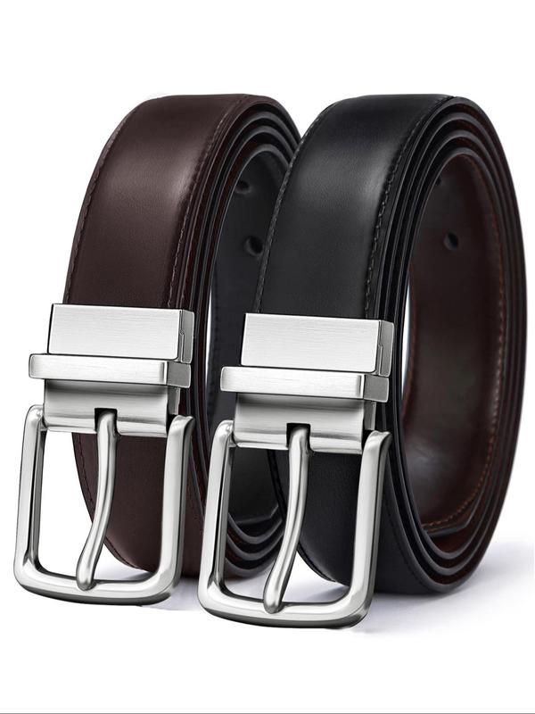 Men's 2 in 1 Reversible Belt, Business Casual Solid Color Belt for Men, Fashion Belt for Party, Daily Clothing Decor, Trendy All-match & Exquisite Belt for Birthday Gift