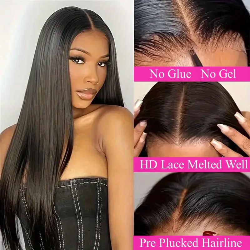 Glueless Wig Straight Brazilian Human Hair Wig Wear and Go 5x5 6X4 HD Transparent Lace Closure Wigs Pre Cut Lace Wig Bling Hair On Sale 180% Density