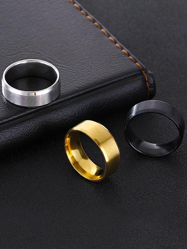 Simple Plain Color Wide Band Ring, Fashion Accessories for Both Men & Women for Party, Daily Clothing Decor, Trendy All-match & Exquisite Jewelry for Birthday Gift