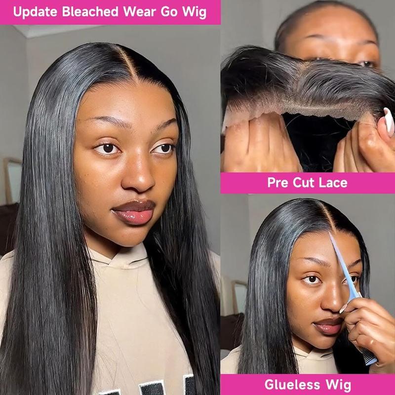 Glueless Wig Straight Brazilian Human Hair Wig Wear and Go 5x5 6X4 HD Transparent Lace Closure Wigs Pre Cut Lace Wig Bling Hair On Sale 180% Density