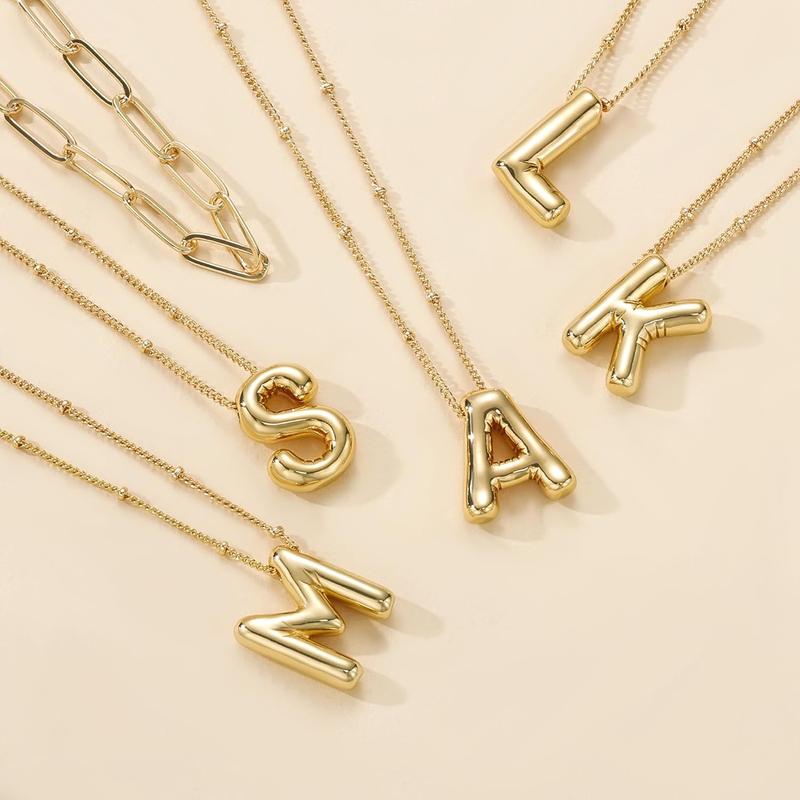 Necocy Layered Bubble Letter Necklace for Women Trendy Dainty Bubble initial Name Choker Pendant Personalised Giftidea Christmas 2024 Ornament