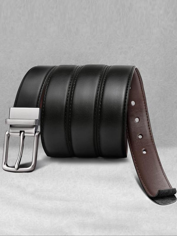 Men's 2 in 1 Reversible Belt, Business Casual Solid Color Belt for Men, Fashion Belt for Party, Daily Clothing Decor, Trendy All-match & Exquisite Belt for Birthday Gift