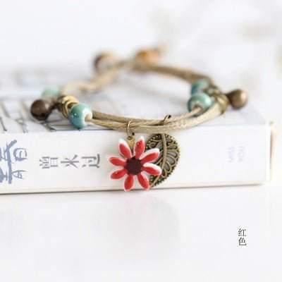 Women's Flower leaf Ceramic hand made DIY Bracelets Artware Retro bracelet for woman girl gift Jewelery wholesale #1241