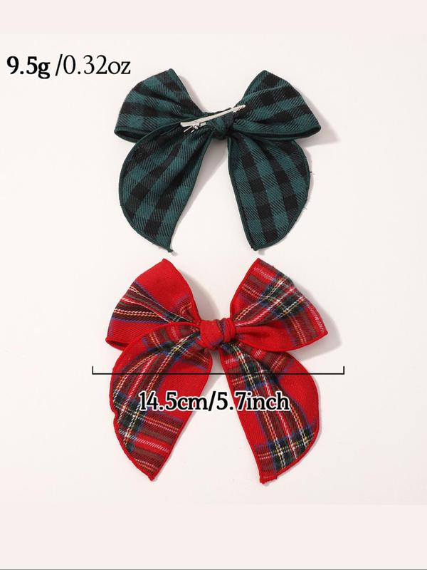 Plain & Plaid Bow Decor Hair Clips, Cute Hair Accessories for Women & Girls, Minimalist Headwear Suitable for Thick Hair, Fashion Hair Accessories for Party, Daily Clothing Decor