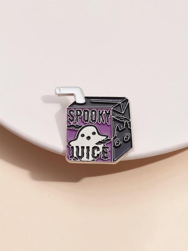 Cartoon Ghost Juice Drink Bottle Design Brooch, Cute Alloy Badge for Men & Women, Enamel Pin Suitable for Backpacks, Hats Decoration Fixed Buckle