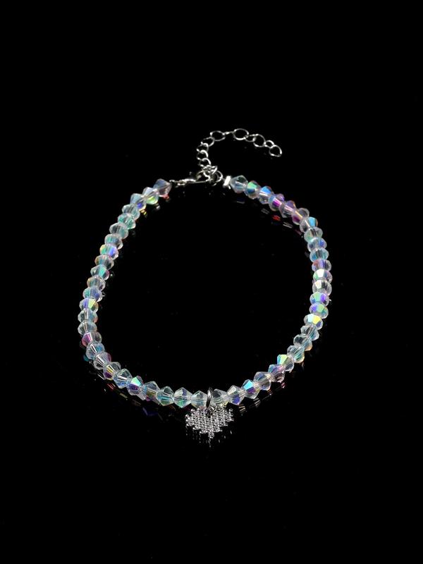 Rhinestone & Heart Decor Anklet for Women & Girls, Fashion Jewelry for Party, Daily Clothing Decor, Trendy All-match & Exquisite Jewelry for Birthday Gift