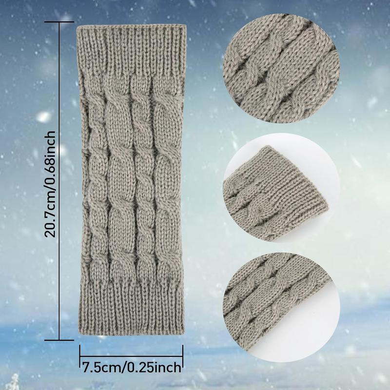 Women Winter Warm Knit Fingerless Gloves Hand Crochet Thumbhole Arm Warmers Mittens