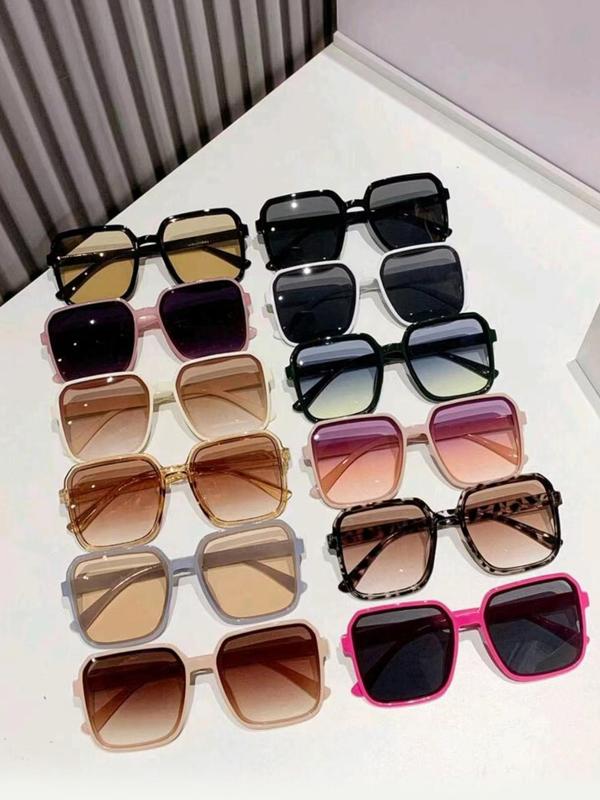 Unisex Simple Style Sunglasses, Trendy Casual Square Frame Sunglasses for Everyday Use, Fashion Accessories for Outdoor Activities