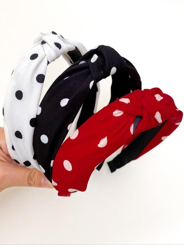 Polka Dot Pattern Headbands Set, Cute Hair Accessories for Women & Girls, Minimalist Headwear Suitable for Thick Hair, Fashion Hair Accessories for Party, Daily Clothing Decor