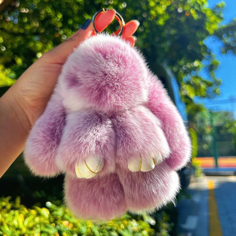 BunnyIuIu Handmade Fluffy Bunny PomPom Soft Keychain With Cute TinBox Snuggle-BunnyLuLu Handmade Soft Bunny PomPom Keychain with Tin Box - Adorable Plush Charm for Phone, Bag, or Car - Fashion Accessory and Christmas Gifts