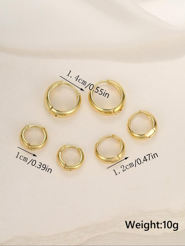 3 Pairs C-shaped Hoop Earrings for Women, 2024 New Fashionable Earrings for Men, Elegant Simple Copper Ear Piercing Jewelry for Daily Wear, Casual All-match Simple Chic Cute Accessories