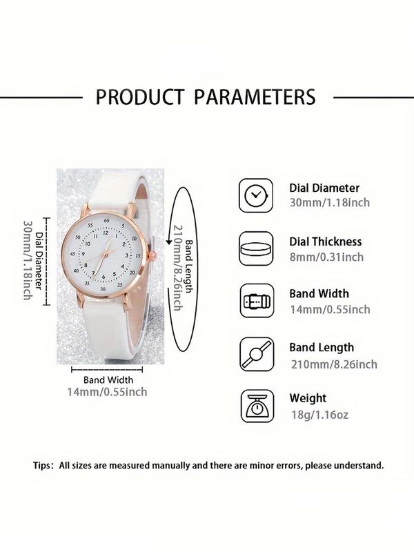 Women's Elegant Rhinestone Decor Quartz Watch & Jewelry Set, Including Round Dial Analog-Digital Watch & Heart Design Pendant Necklace & Ring & Stud Earrings & Bracelet, Fashion Watch Set  As Gift, without Box