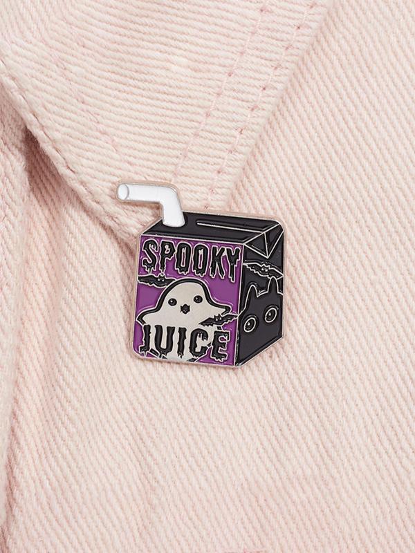 Cartoon Ghost Juice Drink Bottle Design Brooch, Cute Alloy Badge for Men & Women, Enamel Pin Suitable for Backpacks, Hats Decoration Fixed Buckle