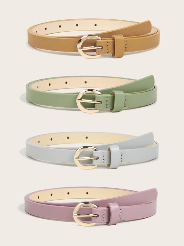 Summer Solid Color Skinny Belts for Women, Fashion Decorative Belt for Casual Outfits, Fashion Clothes Accessories for Party, Daily Clothing Decor