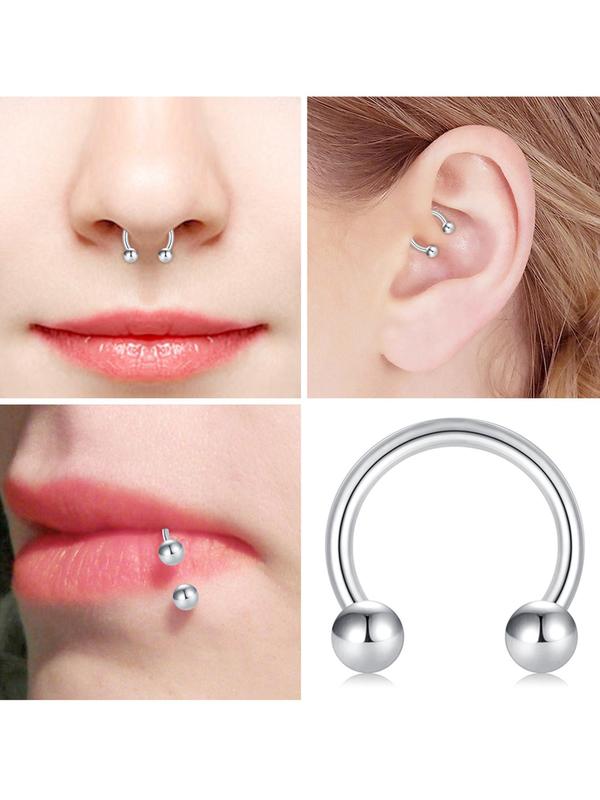 Stainless Steel Piercing Jewelry Set, Punk Style Nose Rings Septum Rings Lip Rings Earrings, Fashion Body Piercing Jewelry for Women & Men