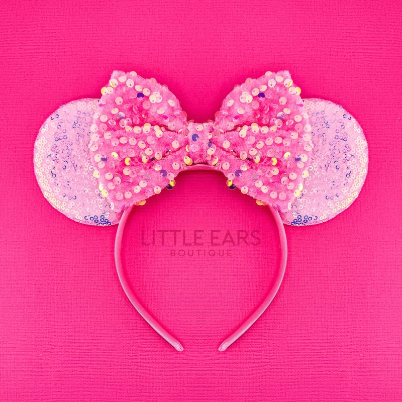 New Hot Pink Sequin Mickey Ears