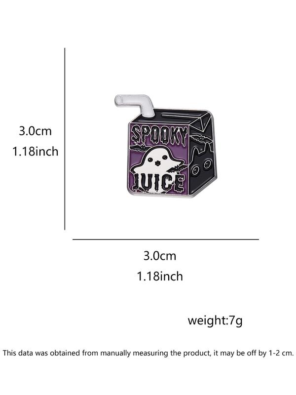 Cartoon Ghost Juice Drink Bottle Design Brooch, Cute Alloy Badge for Men & Women, Enamel Pin Suitable for Backpacks, Hats Decoration Fixed Buckle