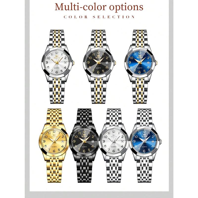 Style Lab  OLEVS Womens Watch Fashion Dress Diamond Female Watches For Ladies Analog Quartz Stainless Steel Waterproof Luminous Day Date Two Tone Wristwatch