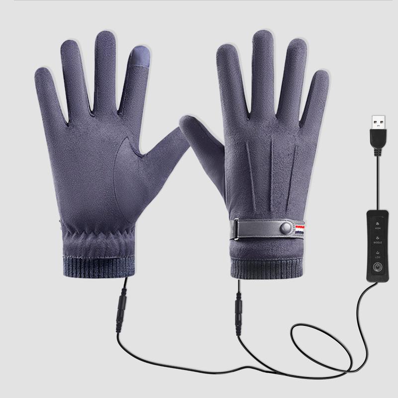 USB Heating Gloves plus Size Temperature Control Finger Back Heating Power Bank Take Hand Warmer Electric Heating Gloves Touch Screen