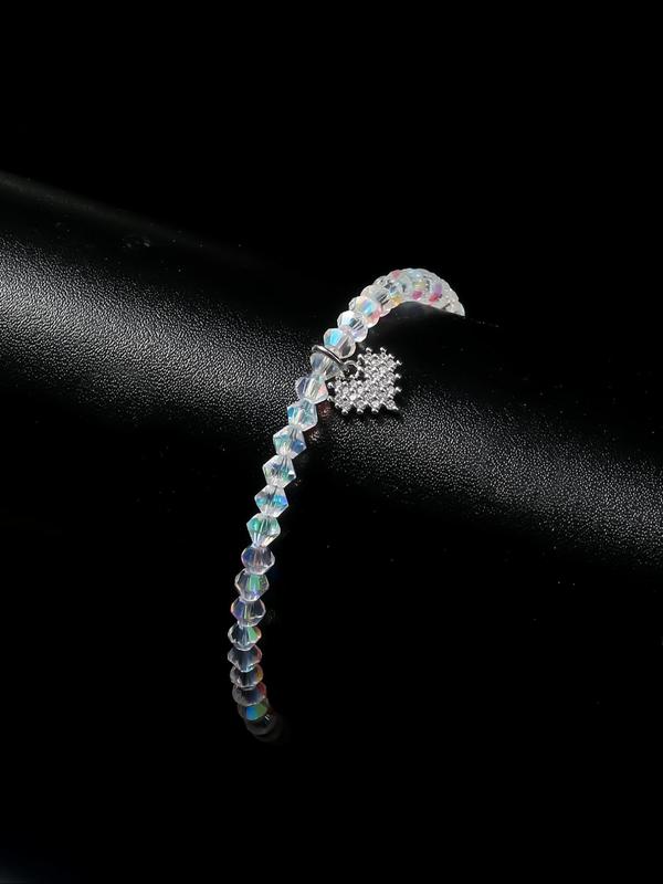 Rhinestone & Heart Decor Anklet for Women & Girls, Fashion Jewelry for Party, Daily Clothing Decor, Trendy All-match & Exquisite Jewelry for Birthday Gift