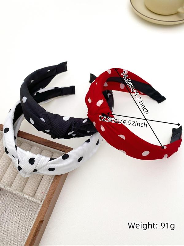 Polka Dot Pattern Headbands Set, Cute Hair Accessories for Women & Girls, Minimalist Headwear Suitable for Thick Hair, Fashion Hair Accessories for Party, Daily Clothing Decor