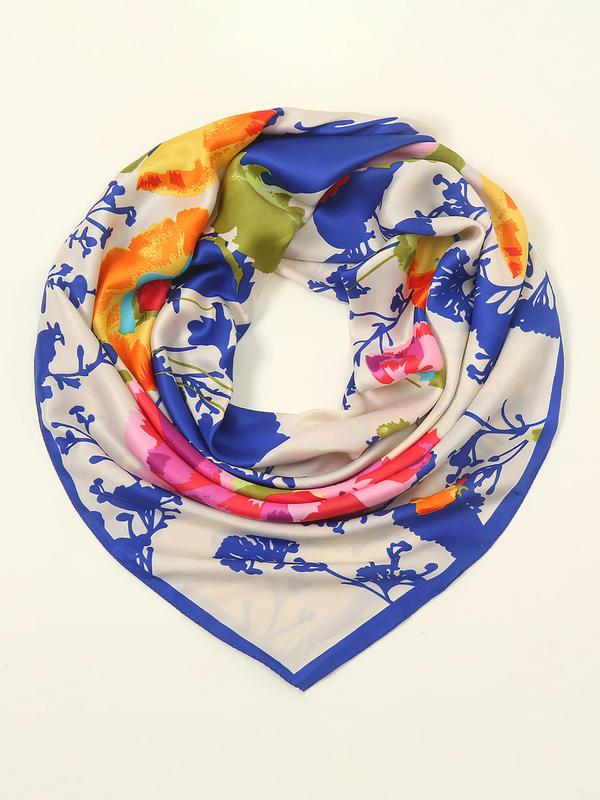 Women's Elegant Floral Print Scarf, Fashionable Soft Lightweight Shawl for Daily Wear, Casual Versatile Scarf for Women & Girls