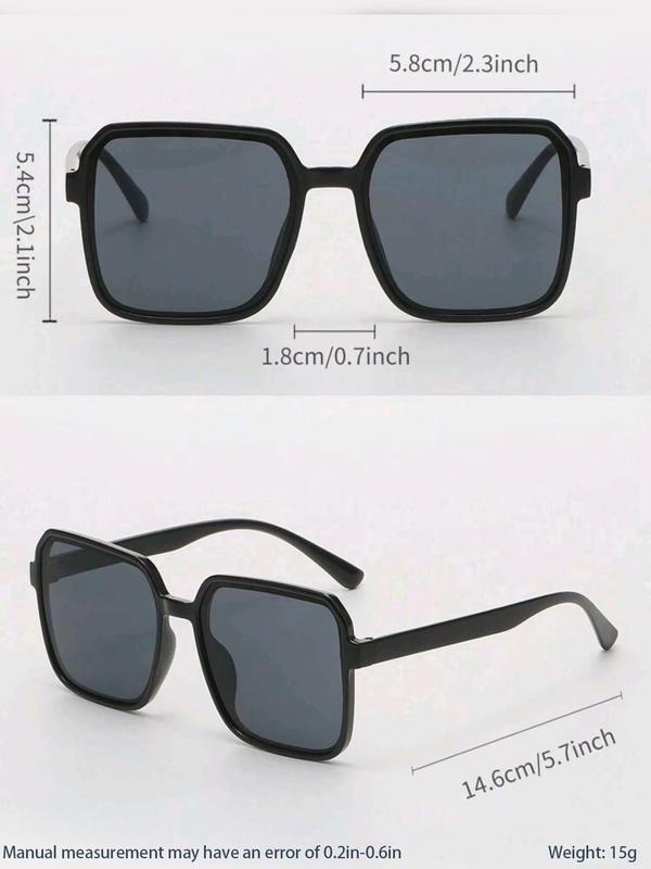 Unisex Simple Style Sunglasses, Trendy Casual Square Frame Sunglasses for Everyday Use, Fashion Accessories for Outdoor Activities