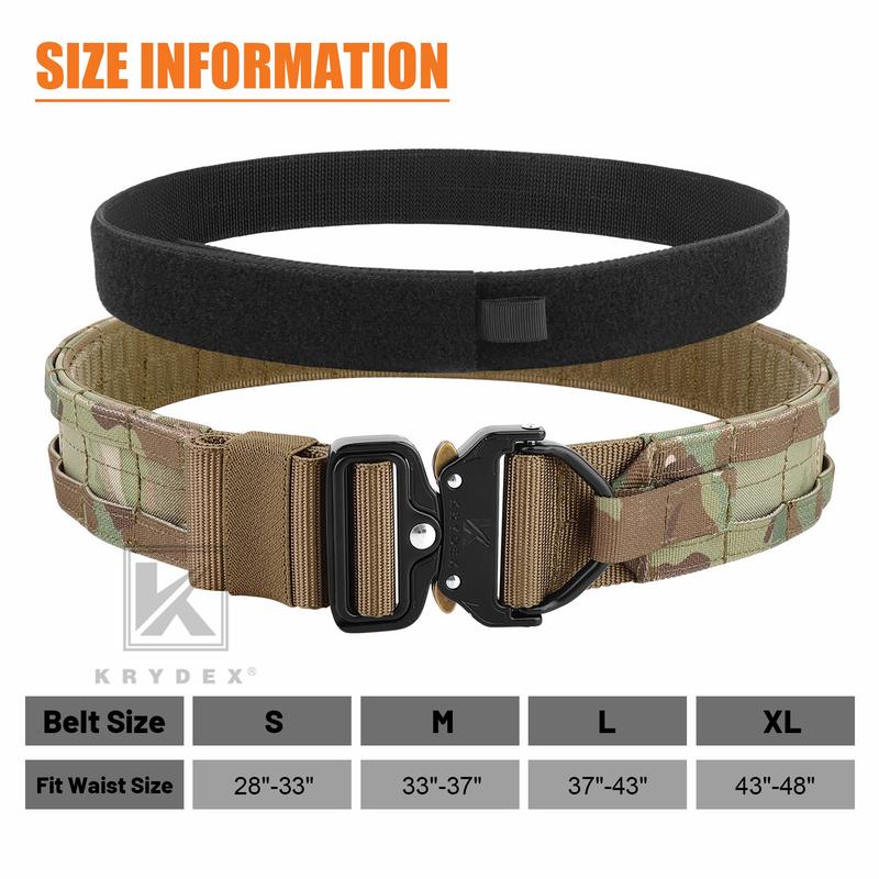 KRYDEX 1.75”& 1.5” Tactical Quick Release MOLLE D-Ring Belt Rigger Duty Gun Belt Outer & Inner Hunting Belt adjustable comfortable