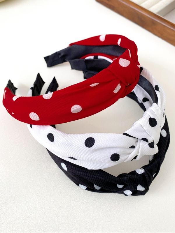 Polka Dot Pattern Headbands Set, Cute Hair Accessories for Women & Girls, Minimalist Headwear Suitable for Thick Hair, Fashion Hair Accessories for Party, Daily Clothing Decor