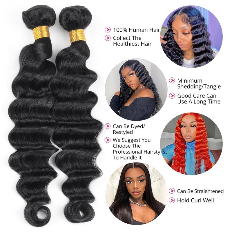 Brazilian Loose Deep Wave Bundles Remy Human Hair Weave 3 Bundles