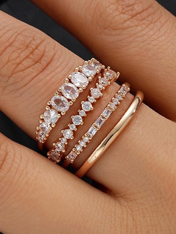 Elegant Fashion Rhinestone Decorated Ring, Fashion Hand Jewelry for Party, Daily Clothing Decor, Trendy All-match & Exquisite Jewelry for Birthday Gift