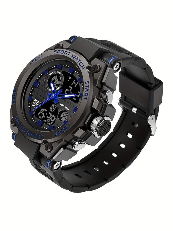 Men's Sporty Waterproof Digital Watch, Fashionable Digital Watch with Silicone Strap, Multifunctional Accessories As Gift  for Men without Box